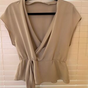 Babaton Taupe Wrap Blouse
